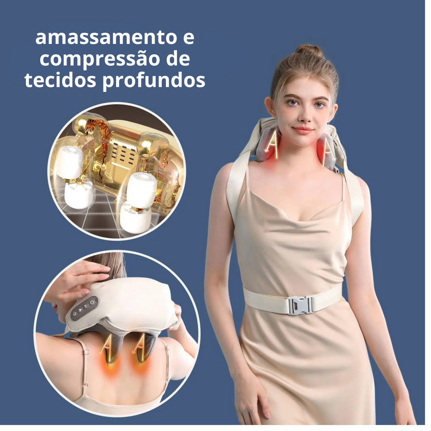 Massajador de pescoço e ombros, shiatsu de tecidos profundos, massajador de costas com calor para alívio da dor, amassamento elétrico, massagem muscular
