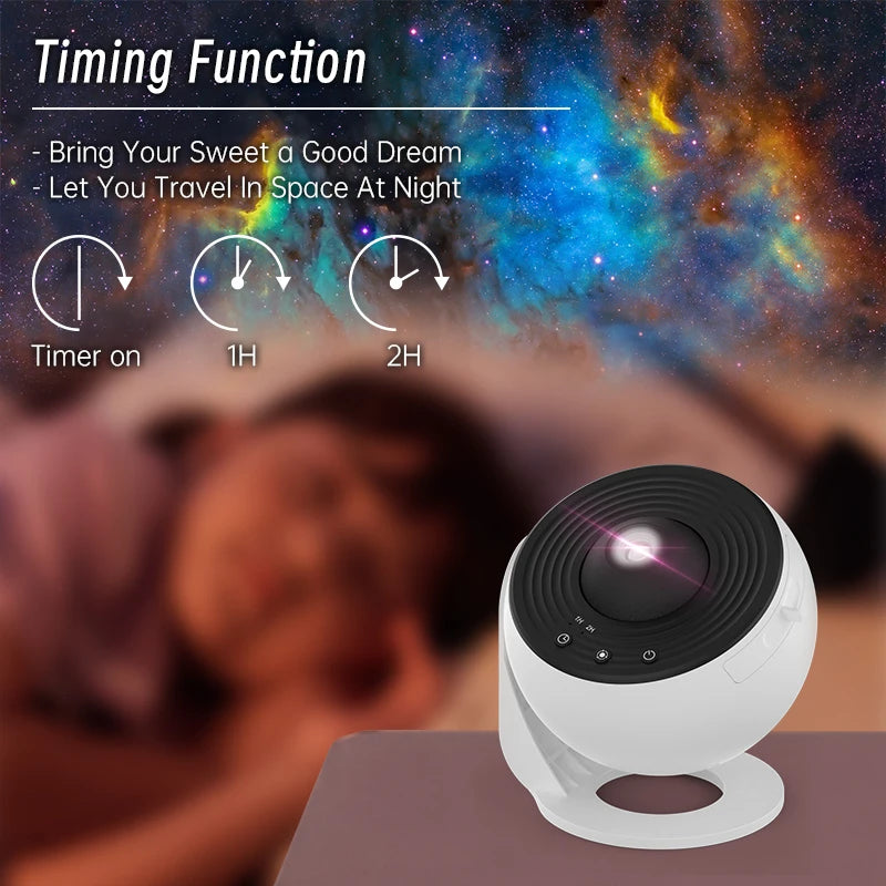 Projetor de luz noturna Galaxy, projetor de céu estrelado, rotação de 360°, lâmpada planetária para quarto infantil, presente de dia dos namorados, decoração de casamento