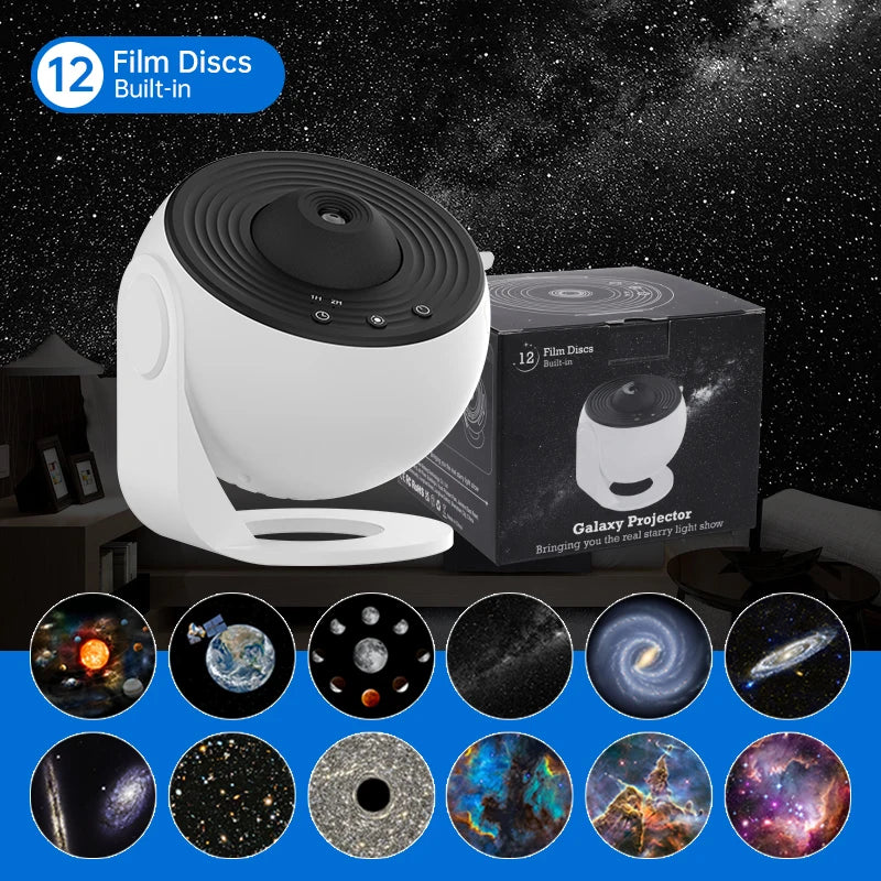 Projetor de luz noturna Galaxy, projetor de céu estrelado, rotação de 360°, lâmpada planetária para quarto infantil, presente de dia dos namorados, decoração de casamento