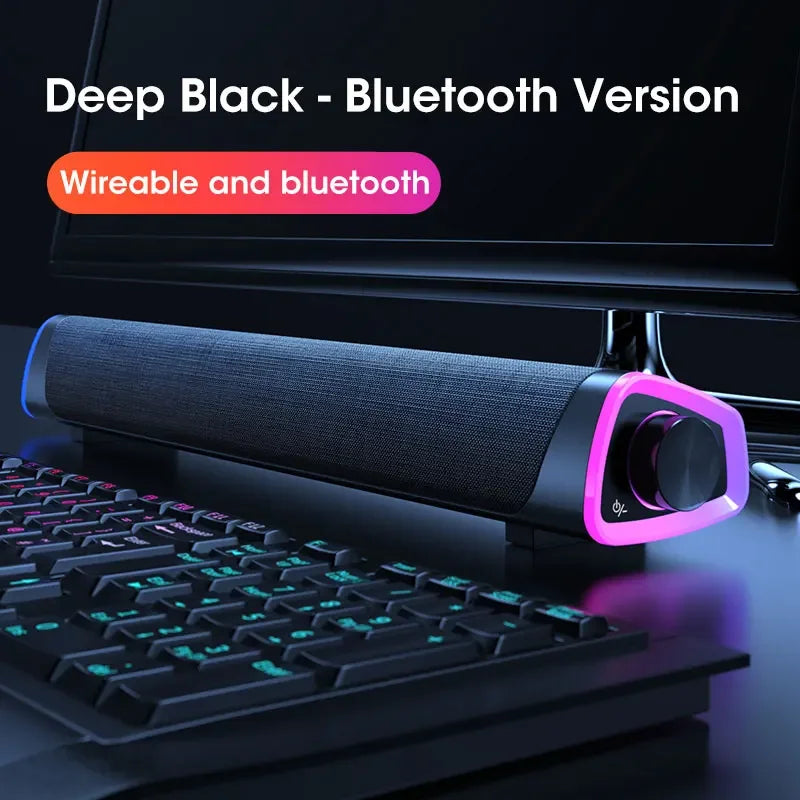 Barra de som estéreo para computador 4D, subwoofer, coluna Bluetooth para Macbook, computador portátil, notebook, PC, leitor de música, coluna com fios