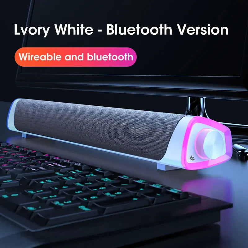 Barra de som estéreo para computador 4D, subwoofer, coluna Bluetooth para Macbook, computador portátil, notebook, PC, leitor de música, coluna com fios