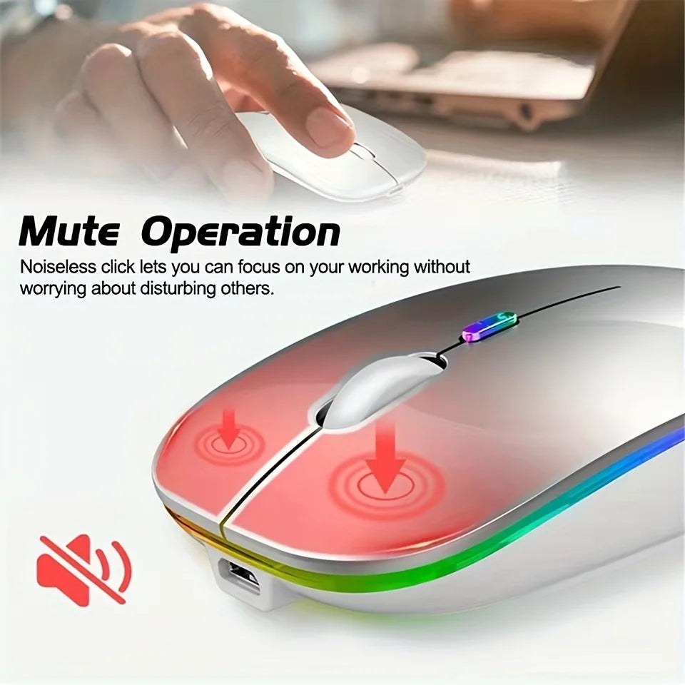 Rato sem fios Bluetooth e 2,4 GHz Modos duplos Recarregável RGB Ergonómico