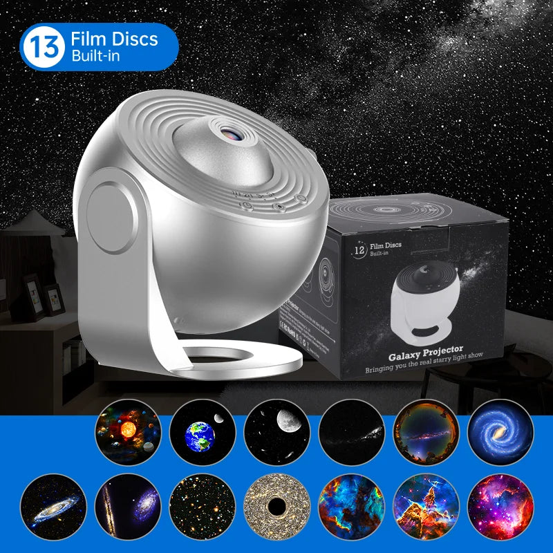 Projetor de luz noturna Galaxy, projetor de céu estrelado, rotação de 360°, lâmpada planetária para quarto infantil, presente de dia dos namorados, decoração de casamento