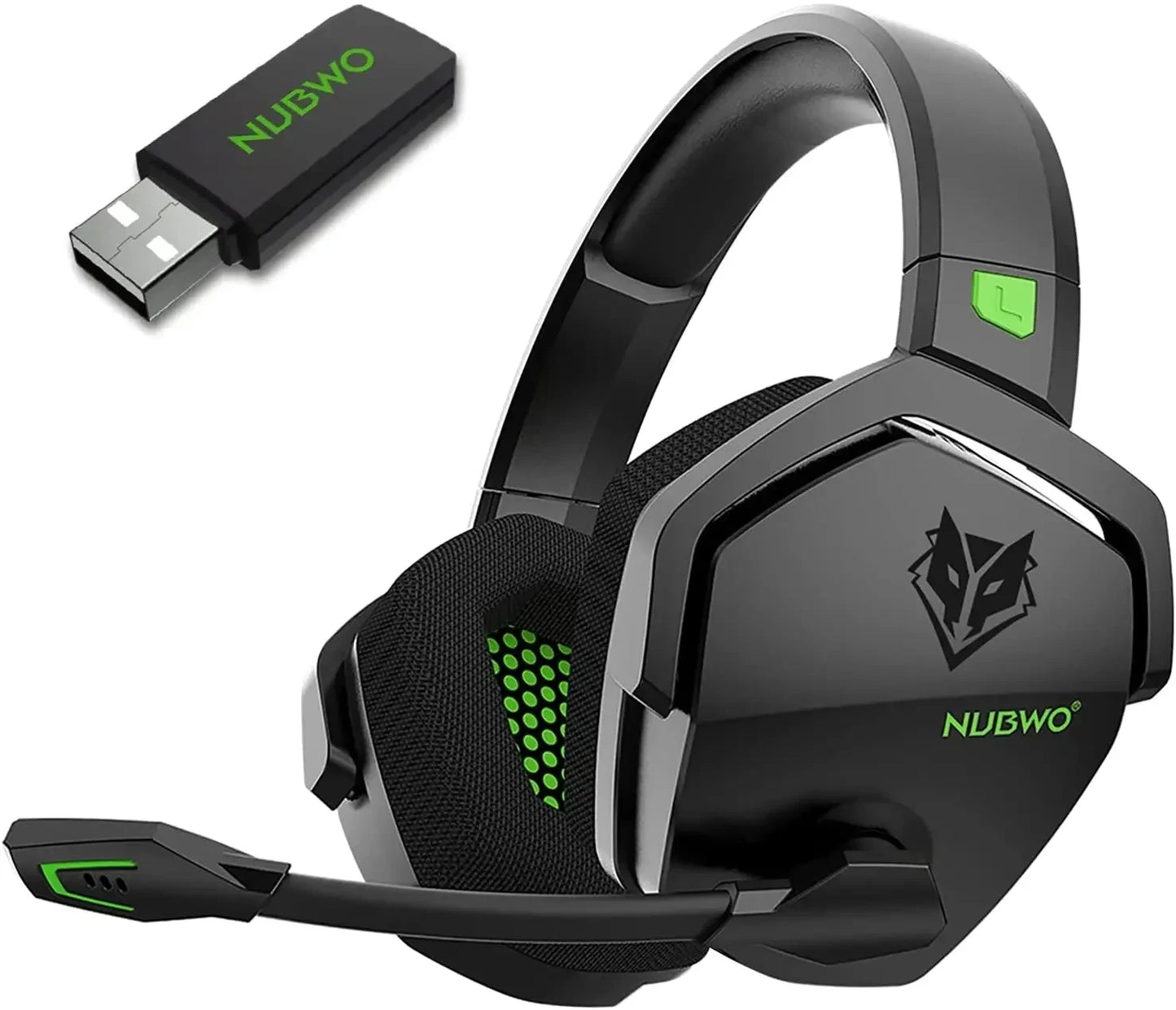 Auricular gaming sem fios duplo NUBWO G06 com microfone para PS5, PS4, PC, telemóvel, Switch, Bluetooth 5.3 de 2,4 GHz