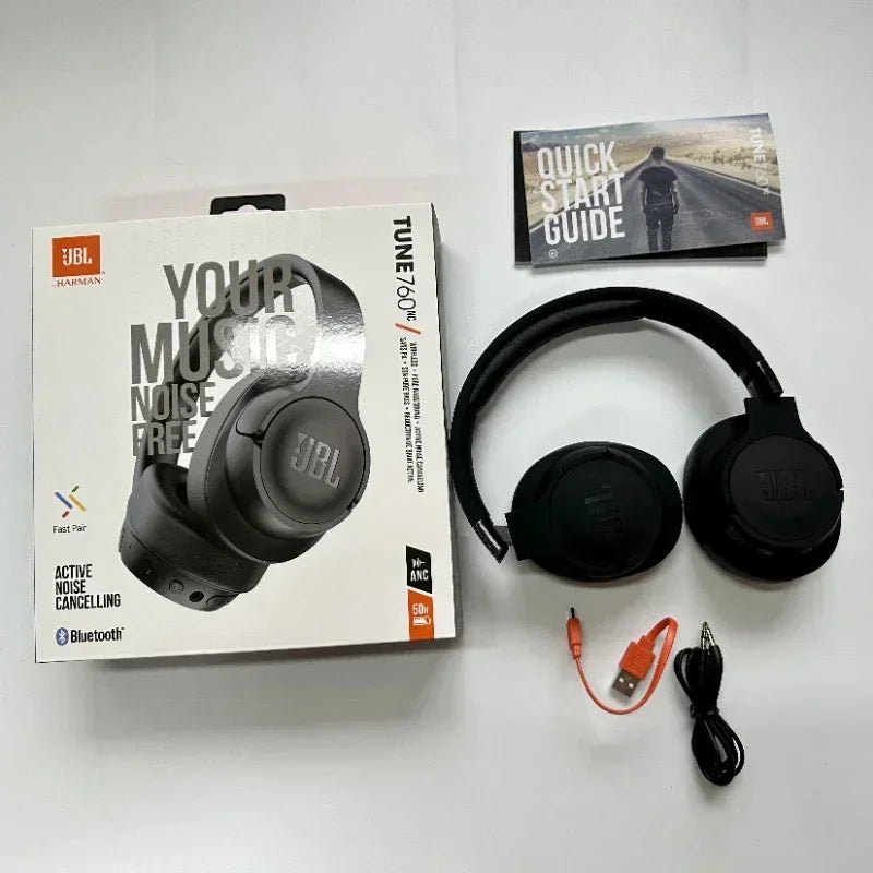 Original JBL Tune 760NC Wireless Bluetooth Headphones Noise Cancelling Earphone Music Sports Folding Headset JBL T760NC
