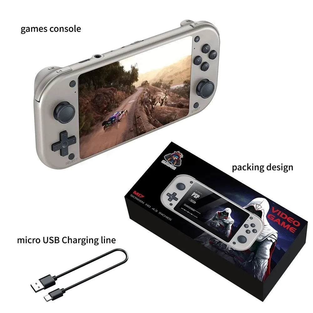 Consola de videojogos portátil retro BOYHOM M17, sistema Linux de código aberto, ecrã IPS de 4,3 polegadas, leitor de vídeo portátil de bolso para PSP