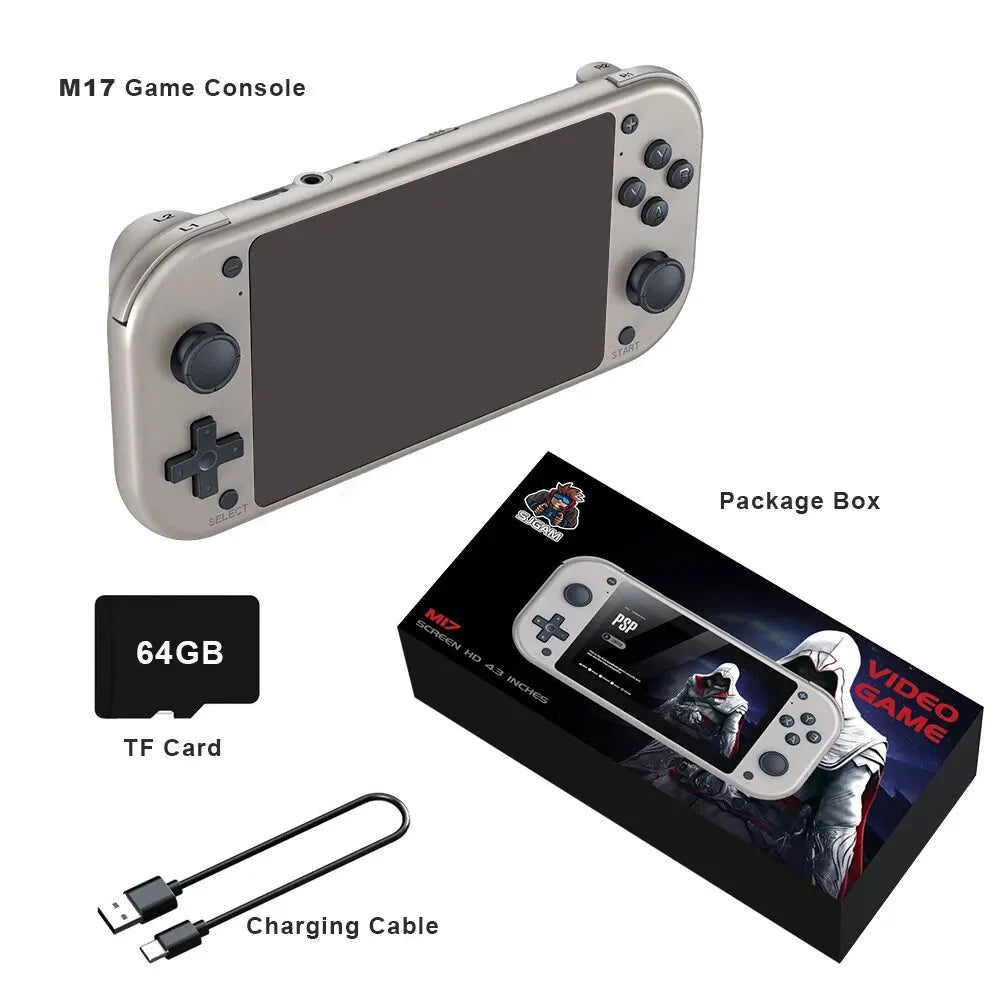 Consola de videojogos portátil retro BOYHOM M17, sistema Linux de código aberto, ecrã IPS de 4,3 polegadas, leitor de vídeo portátil de bolso para PSP