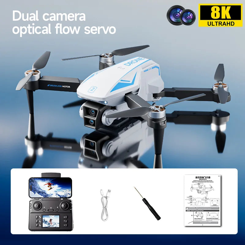 M2 Drone Remote Control Aircraft Toys 8K HD Dual-Camera Brushless Motor Optical Flow Positioning Intelligent Obstacle Avoidance