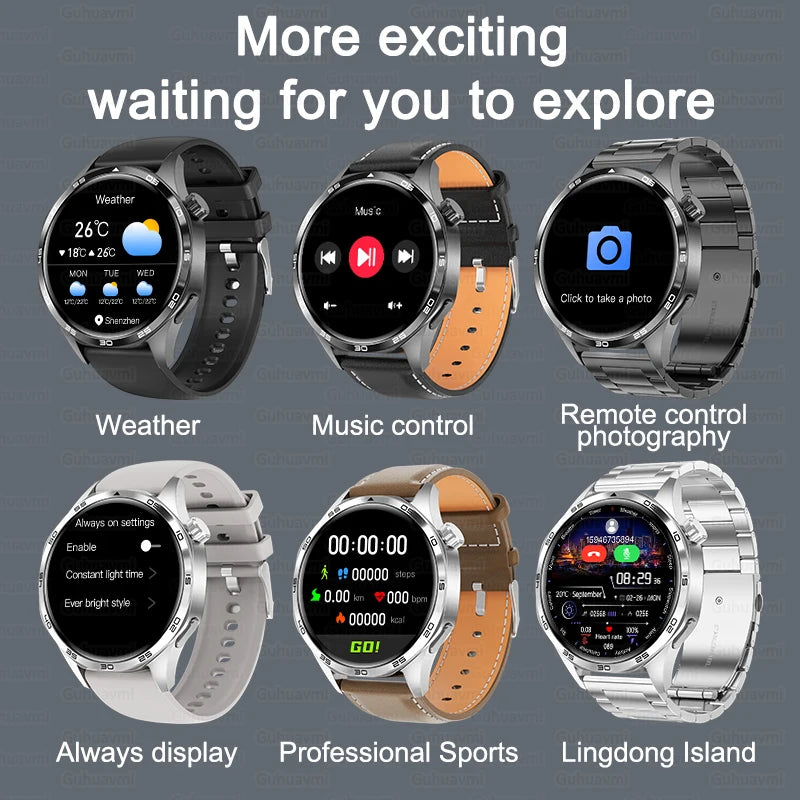 Relógio inteligente desportivo para homem HUAWEI IOS com GPS, ecrã HD AMOLED de 1,53 polegadas, à prova de água IP68, com chamada Bluetooth NFC, 2024