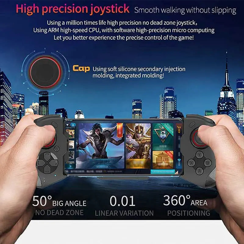 Comando de telemóvel para iPhone/Android/Steam, comando sem fios para jogos, comando Bluetooth, joystick com cabo elástico para PC