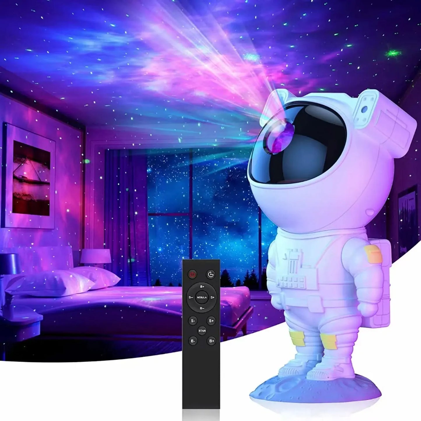 Projetor Astronauta Galaxy Star LED Luz Noturna Céu Estrelado Lâmpada Projetora Decoração Quarto Quarto Decorativo Para Presentes Infantis