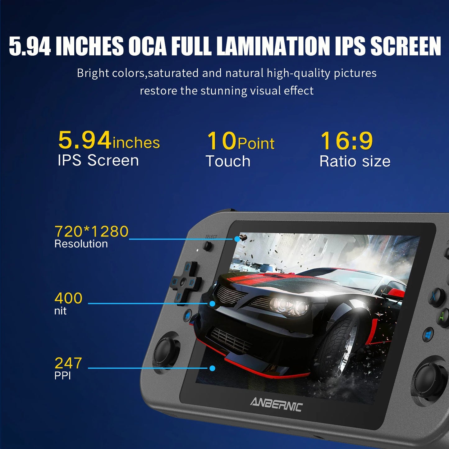 ANBERNIC Win600 PC Games Handheld AMD 3020e/3050e Ecrã IPS de 5,94 polegadas Consola de videojogos para escritório Windows 10 WiFi5 Portátil de bolso