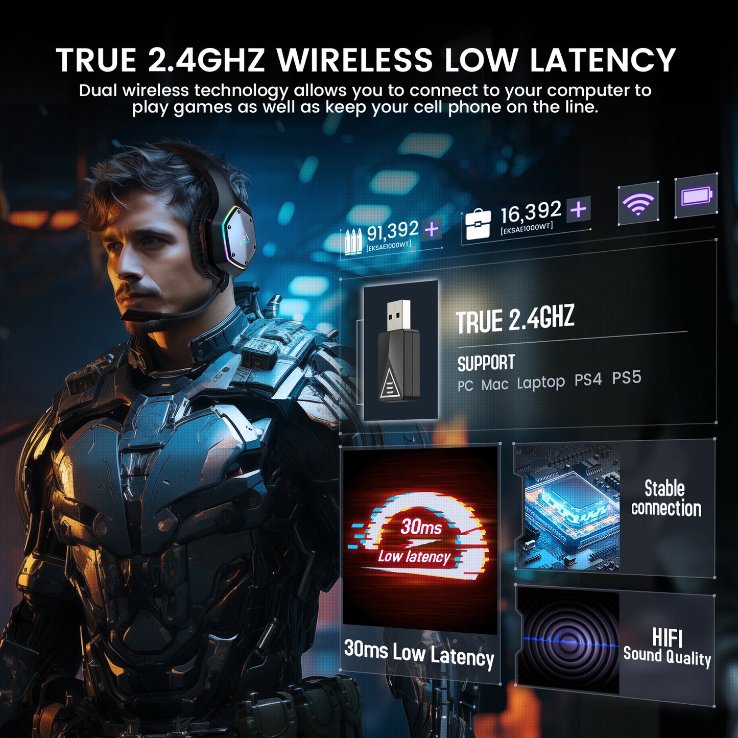 EKSA E1000 WT – Headset Gaming