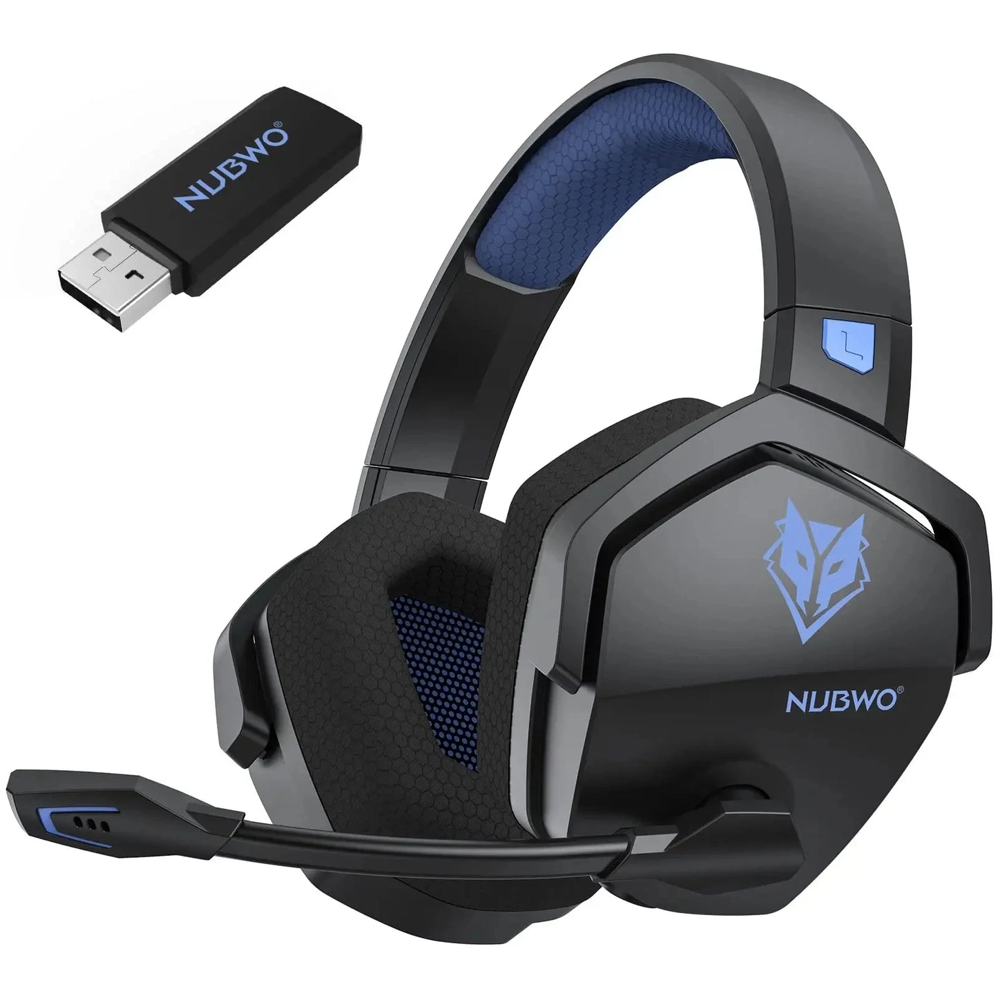 Auricular gaming sem fios duplo NUBWO G06 com microfone para PS5, PS4, PC, telemóvel, Switch, Bluetooth 5.3 de 2,4 GHz