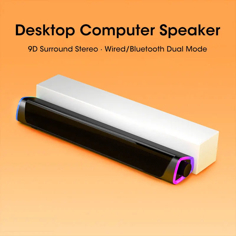 Barra de som estéreo para computador 4D, subwoofer, coluna Bluetooth para Macbook, computador portátil, notebook, PC, leitor de música, coluna com fios