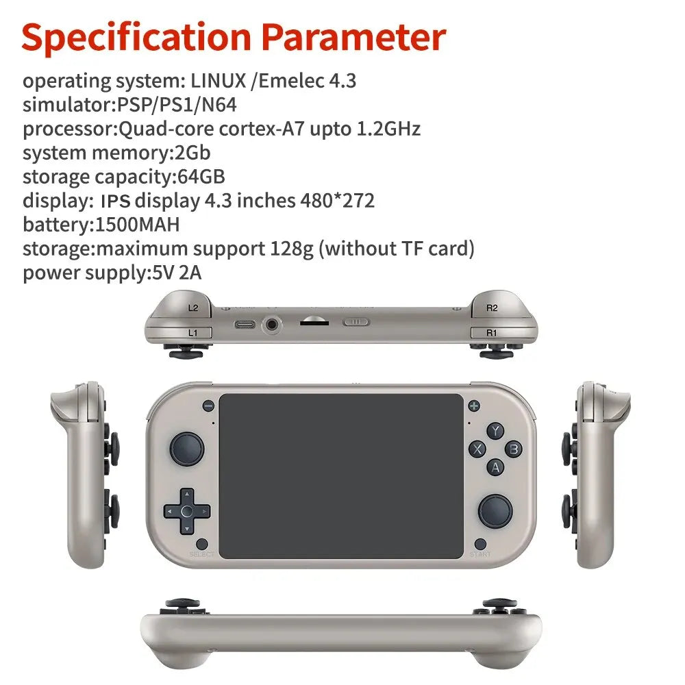 Consola de videojogos portátil retro BOYHOM M17, sistema Linux de código aberto, ecrã IPS de 4,3 polegadas, leitor de vídeo portátil de bolso para PSP