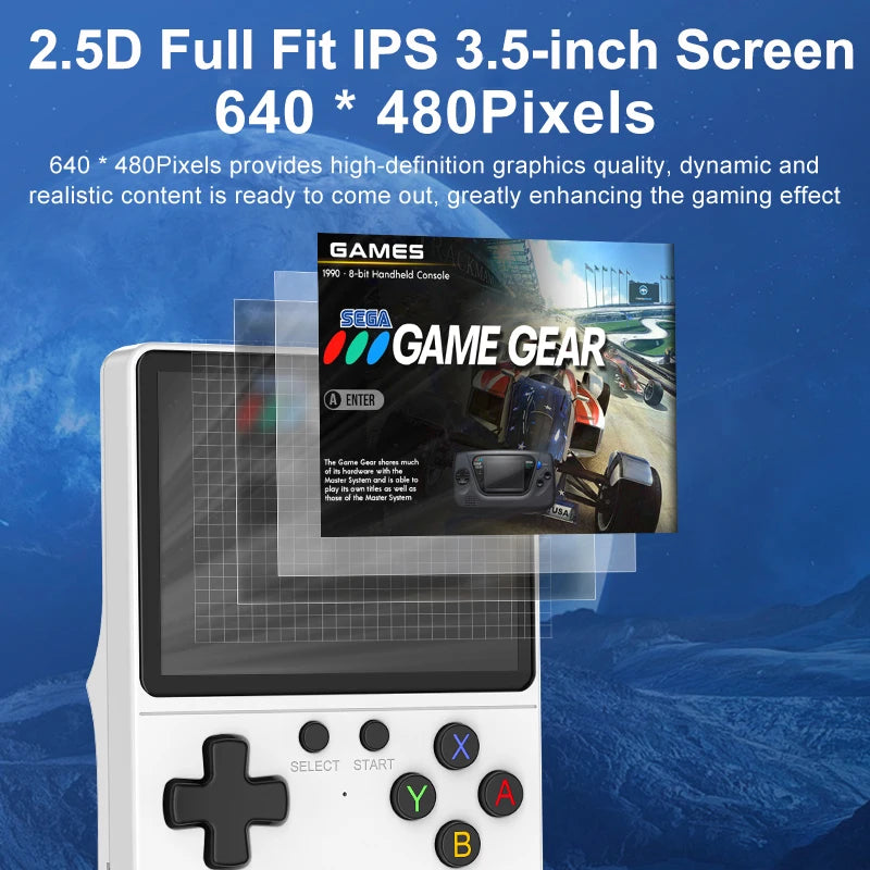 GB350 Handheld Game Player 3.5 Inch IPS Screen Portable Retro Video Game Console Built-in 20000+ Games for PS1/GBA/SFC