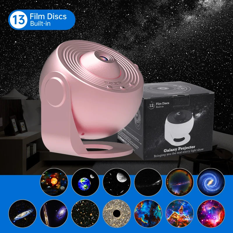 Projetor de luz noturna Galaxy, projetor de céu estrelado, rotação de 360°, lâmpada planetária para quarto infantil, presente de dia dos namorados, decoração de casamento