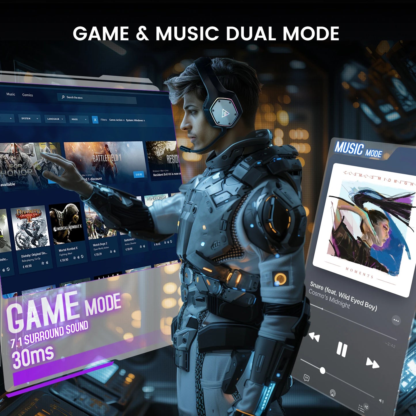 EKSA E1000 WT – Headset Gaming