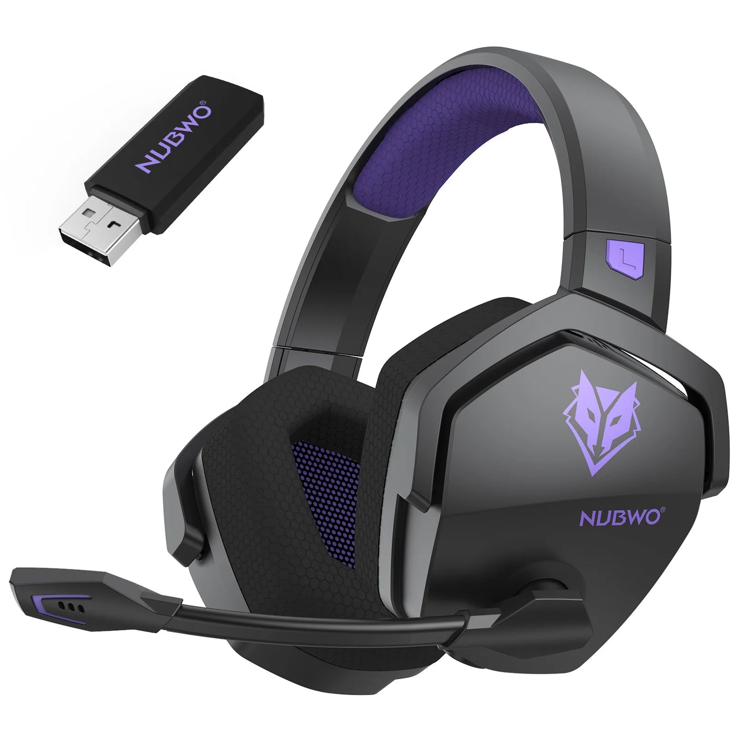 Auricular gaming sem fios duplo NUBWO G06 com microfone para PS5, PS4, PC, telemóvel, Switch, Bluetooth 5.3 de 2,4 GHz