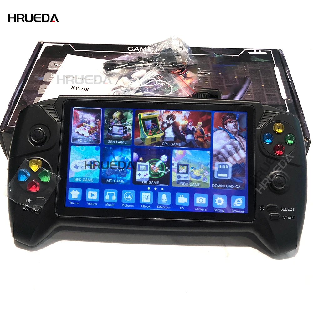 Consola de videojogos retro portátil clássica com ecrã de 16 GB e 7 polegadas, suporta dois jogadores, mais de 6.000 jogos infantis