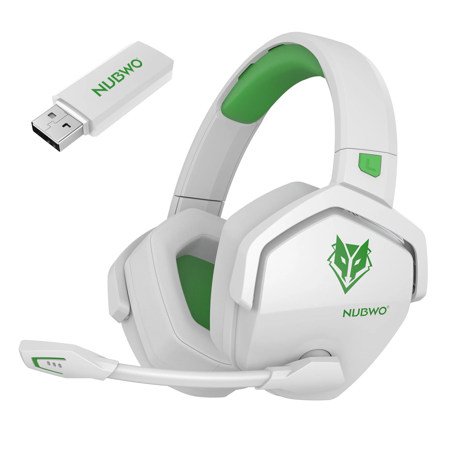 Auricular gaming sem fios duplo NUBWO G06 com microfone para PS5, PS4, PC, telemóvel, Switch, Bluetooth 5.3 de 2,4 GHz