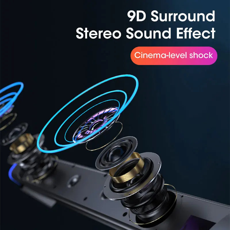 Barra de som estéreo para computador 4D, subwoofer, coluna Bluetooth para Macbook, computador portátil, notebook, PC, leitor de música, coluna com fios
