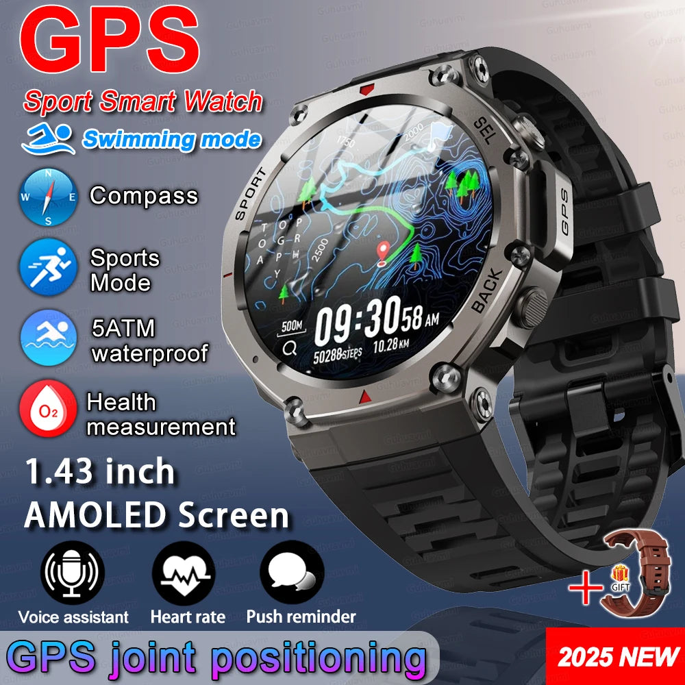 Relógio inteligente T-Rex 3 Ultra GPS, à prova de água, 5 ATM, com bússola GNSS de banda dupla integrada, desportivo militar, para homem, 2025, novo para Xiaomi