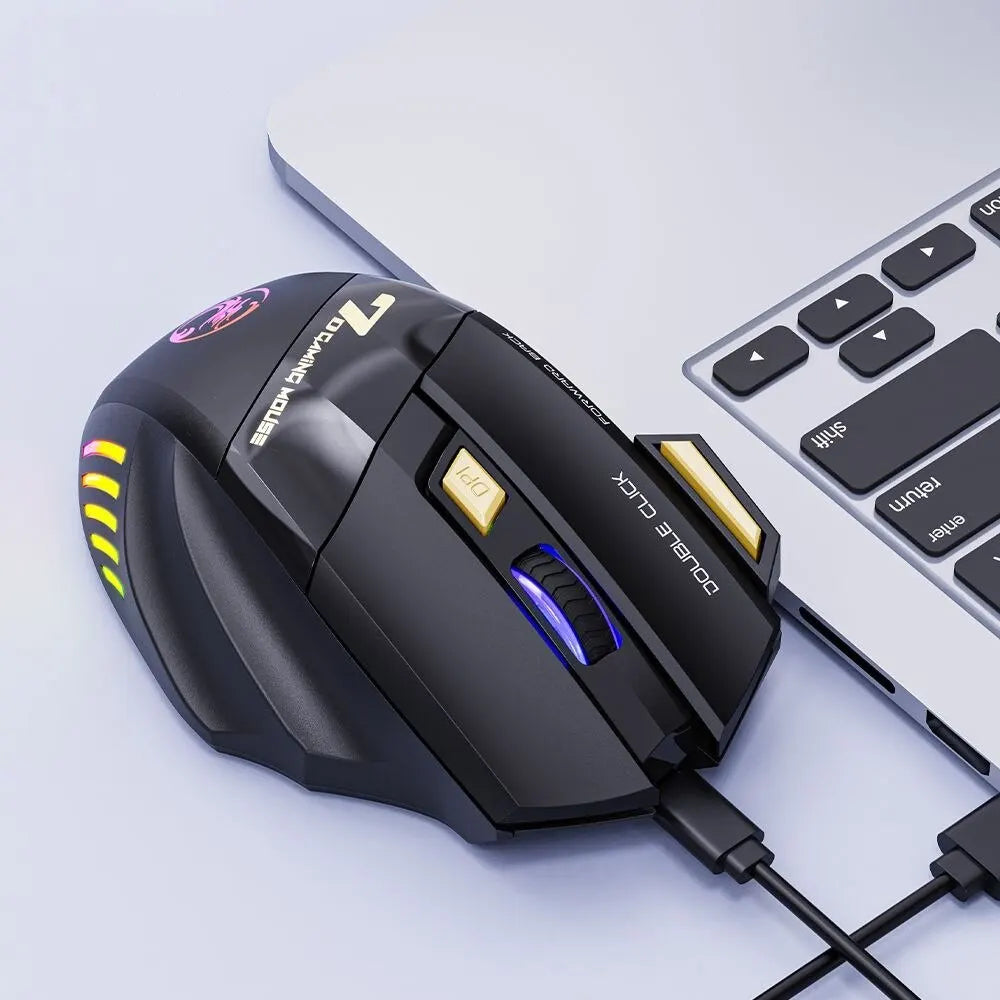 Rato sem fios para jogos USB IMICE GW-X7 3200 DPI modo duplo recarregável 7 teclas 2,4 GHz rato silencioso Bluetooth LED de respiração de 7 cores
