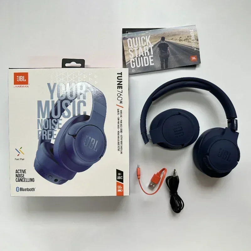 Original JBL Tune 760NC Wireless Bluetooth Headphones Noise Cancelling Earphone Music Sports Folding Headset JBL T760NC