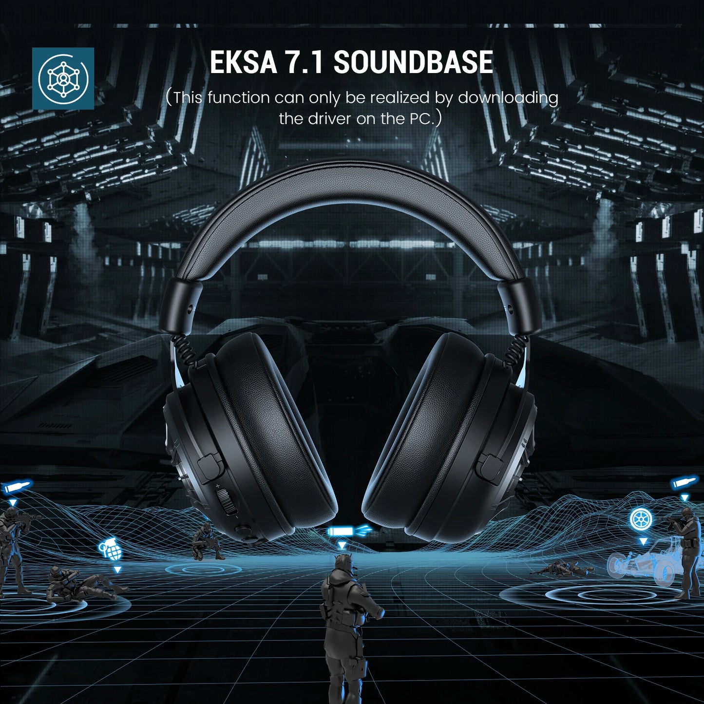 EKSA E5000 BT 2.4GHz Wireless Headphones Bluetooth 5.3 Gaming Headset Gamer with ENC Noise Cancelling Mic for PC/PS5/Xbox, 100H