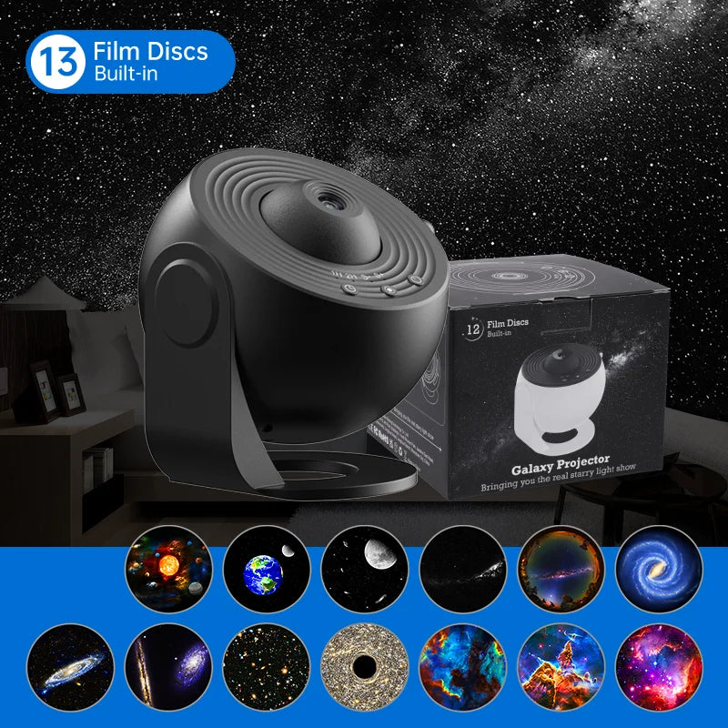 Projetor de luz noturna Galaxy, projetor de céu estrelado, rotação de 360°, lâmpada planetária para quarto infantil, presente de dia dos namorados, decoração de casamento