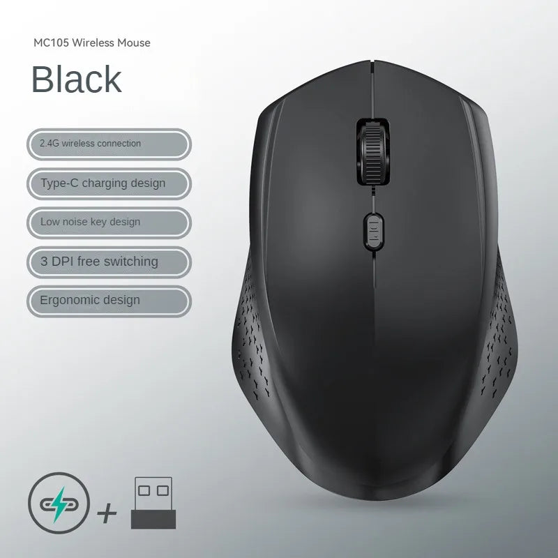 Rato Bluetooth 5.2 sem fios 2.4G, modo duplo, silencioso, recarregável, 1600 DPI, para portátil, Windows, Mac OS