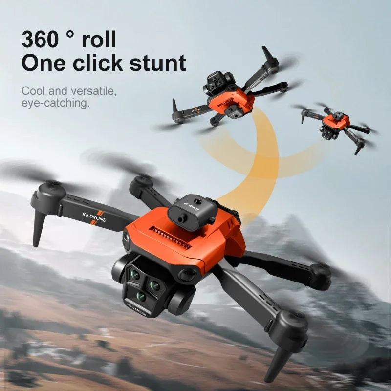 Drone XIAOMI K6 Max 8K WIFI GPS Profissional Três Câmaras Grande Angular Fluxo Óptico Quatro Vias Evitação de Obstáculos Quadricóptero