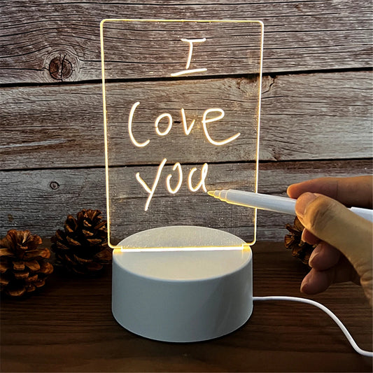 Luzes Noturnas LED Translúcidas USB – Luminária Acrílica com Escrita Apagável.