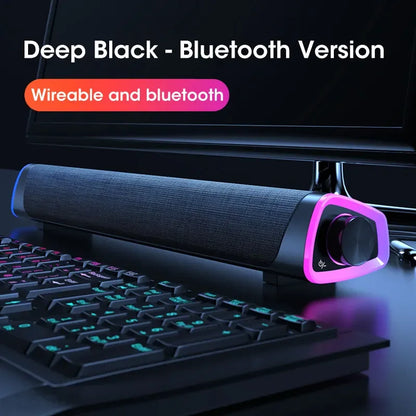Barra de som estéreo para computador 4D, subwoofer, coluna Bluetooth para Macbook, computador portátil, notebook, PC, leitor de música, coluna com fios