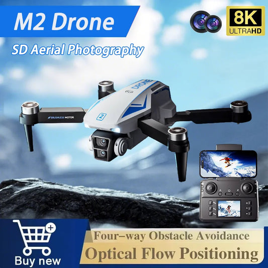 M2 Drone Remote Control Aircraft Toys 8K HD Dual-Camera Brushless Motor Optical Flow Positioning Intelligent Obstacle Avoidance