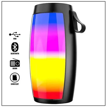 Coluna de som portátil Bluetooth com espetáculo de luzes LED coloridas