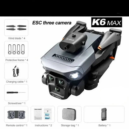 Drone XIAOMI K6 Max 8K WIFI GPS Profissional Três Câmaras Grande Angular Fluxo Óptico Quatro Vias Evitação de Obstáculos Quadricóptero