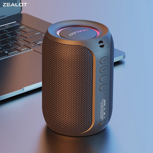 Zealot-S32PRO - Coluna Bluetooth potente, sem fios, com graves potentes, luz LED, colunas para o exterior, subwoofer, suporte para coluna à prova de água