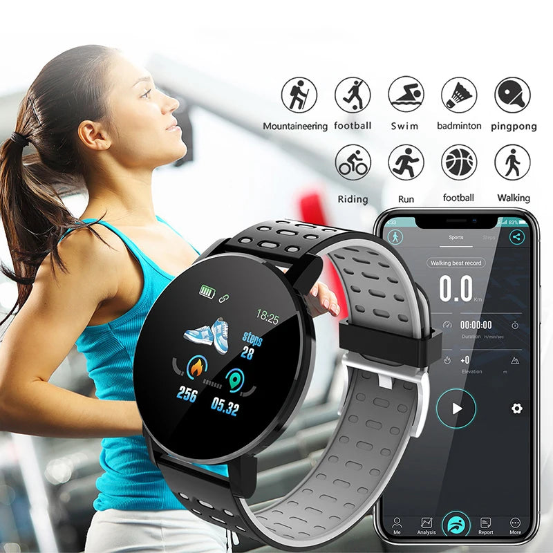 Smartwatch 119S – Monitorização de Saúde e Estilo no Seu Pulso