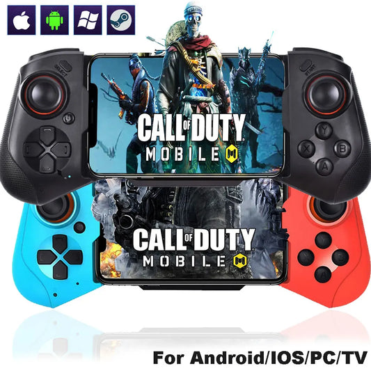 Comando de telemóvel para iPhone/Android/Steam, comando sem fios para jogos, comando Bluetooth, joystick com cabo elástico para PC