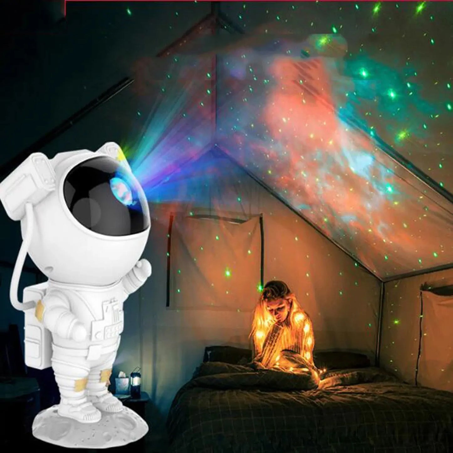 Projetor Astronauta Galaxy Star LED Luz Noturna Céu Estrelado Lâmpada Projetora Decoração Quarto Quarto Decorativo Para Presentes Infantis