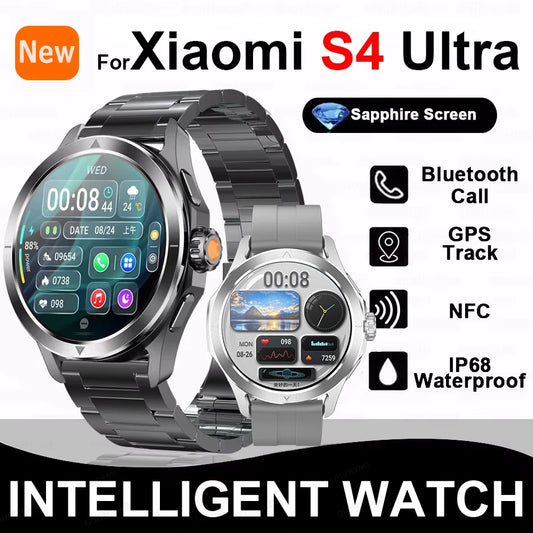 Relógio inteligente desportivo Xiaomi S4 Ultra para homem, ecrã AMOLED, NFC, GPS, bússola, ritmo cardíaco, à prova de água, Bluetooth, chamada