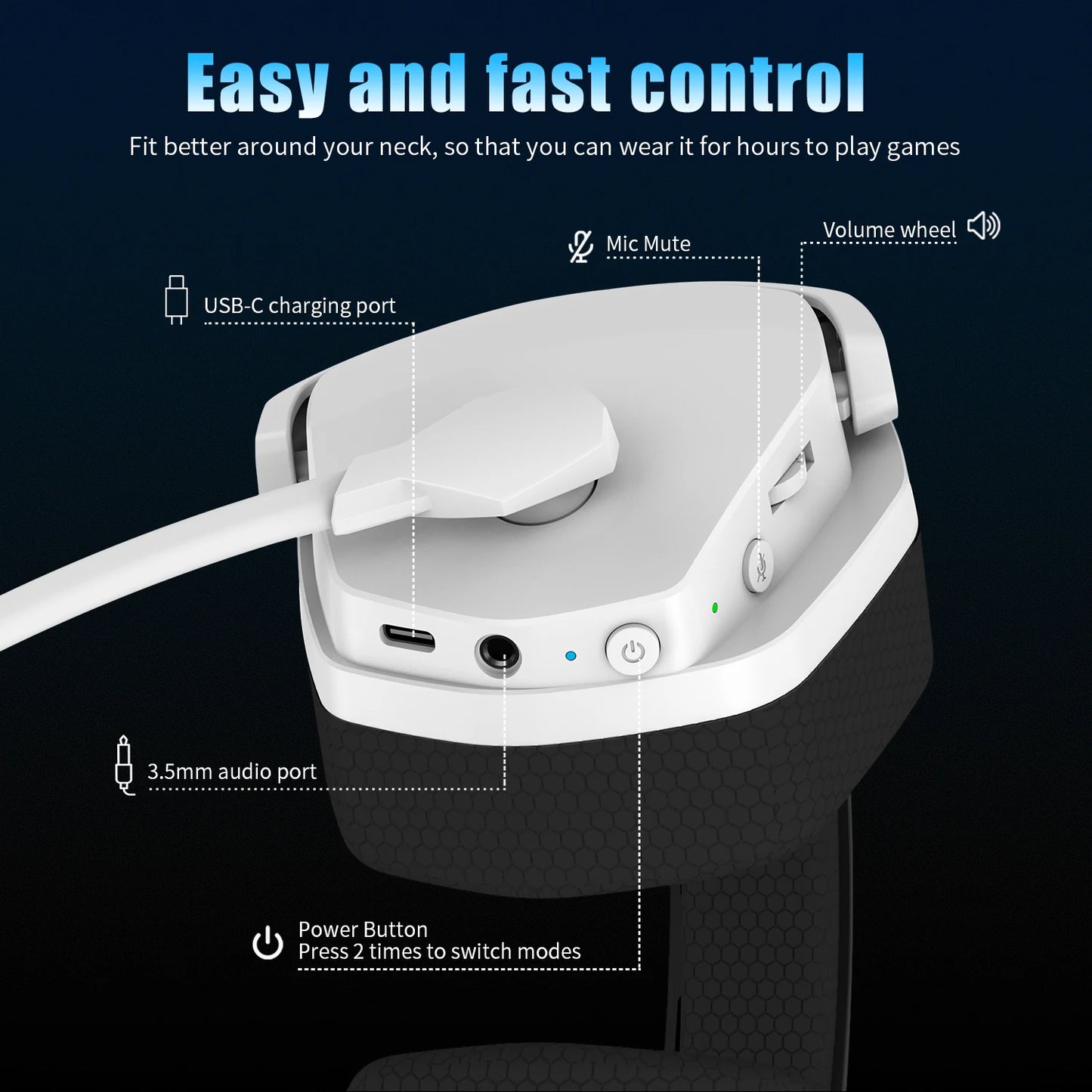 Auricular gaming sem fios duplo NUBWO G06 com microfone para PS5, PS4, PC, telemóvel, Switch, Bluetooth 5.3 de 2,4 GHz
