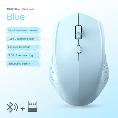 Rato Bluetooth 5.2 sem fios 2.4G, modo duplo, silencioso, recarregável, 1600 DPI, para portátil, Windows, Mac OS