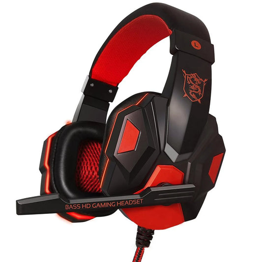 Auscultadores Gaming com Microfone e Luz LED – Som Estéreo e Graves Profundos para PC, PS4, Xbox e Mais