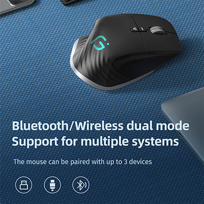 Rato sem fios multidispositivo Bluetooth 5.0 e 3.0 Rato óptico portátil sem fios 2.4G Ratos de computador ergonómicos para destros