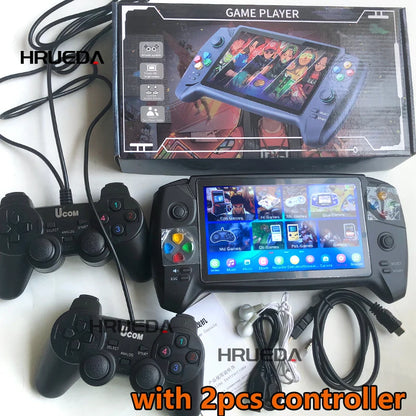 Consola de videojogos retro portátil clássica com ecrã de 16 GB e 7 polegadas, suporta dois jogadores, mais de 6.000 jogos infantis