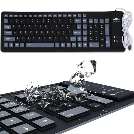 Portable Silent Foldable Silicone Keyboard Usb Flexible Soft Waterproof Roll Up Keyboard For Pc Laptop